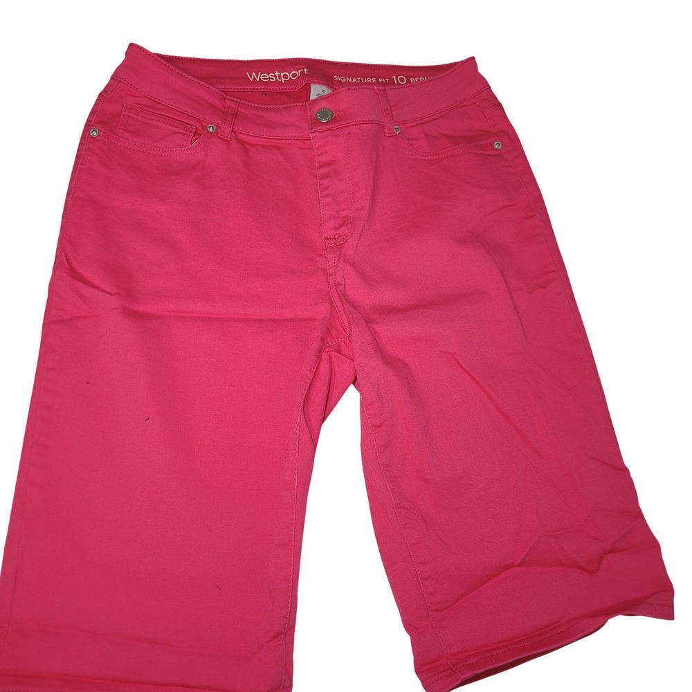 Westport Signature Fit Bermuda Shorts Pink Stretch Denim Size 10